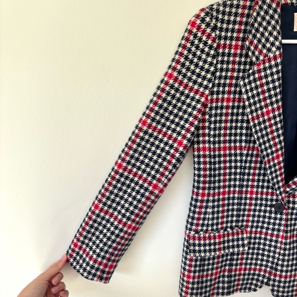 Pendleton 100% Virgin Wool Houndstooth Blazer Blu… - image 7
